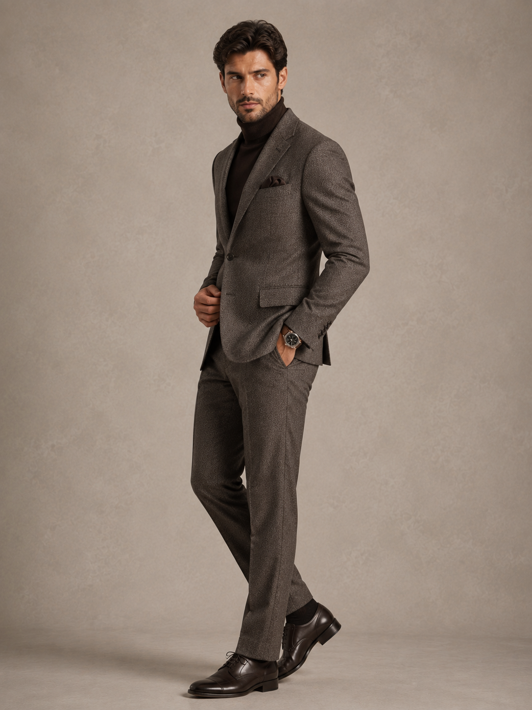 Coffee Color 2 Piece Wool Suit