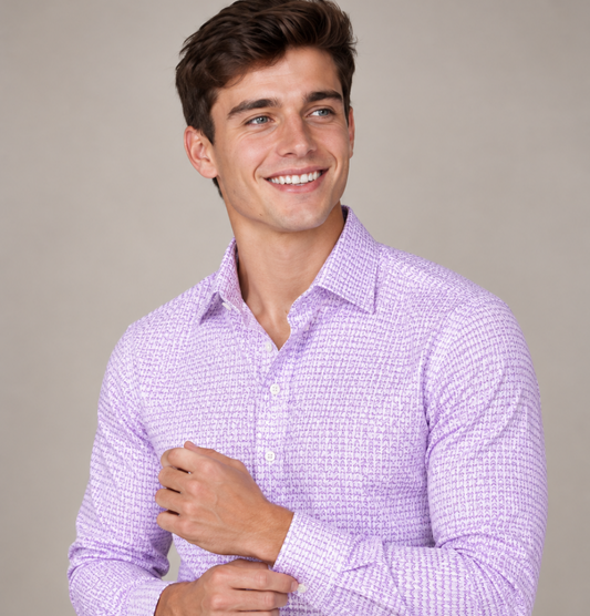 Men's Classic Lavender Jacquard Dress Shirt