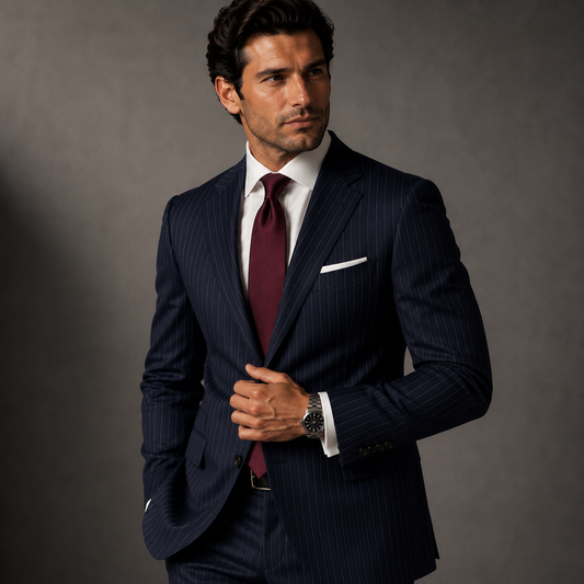 Men's Dark Blue Pinstripe Suit