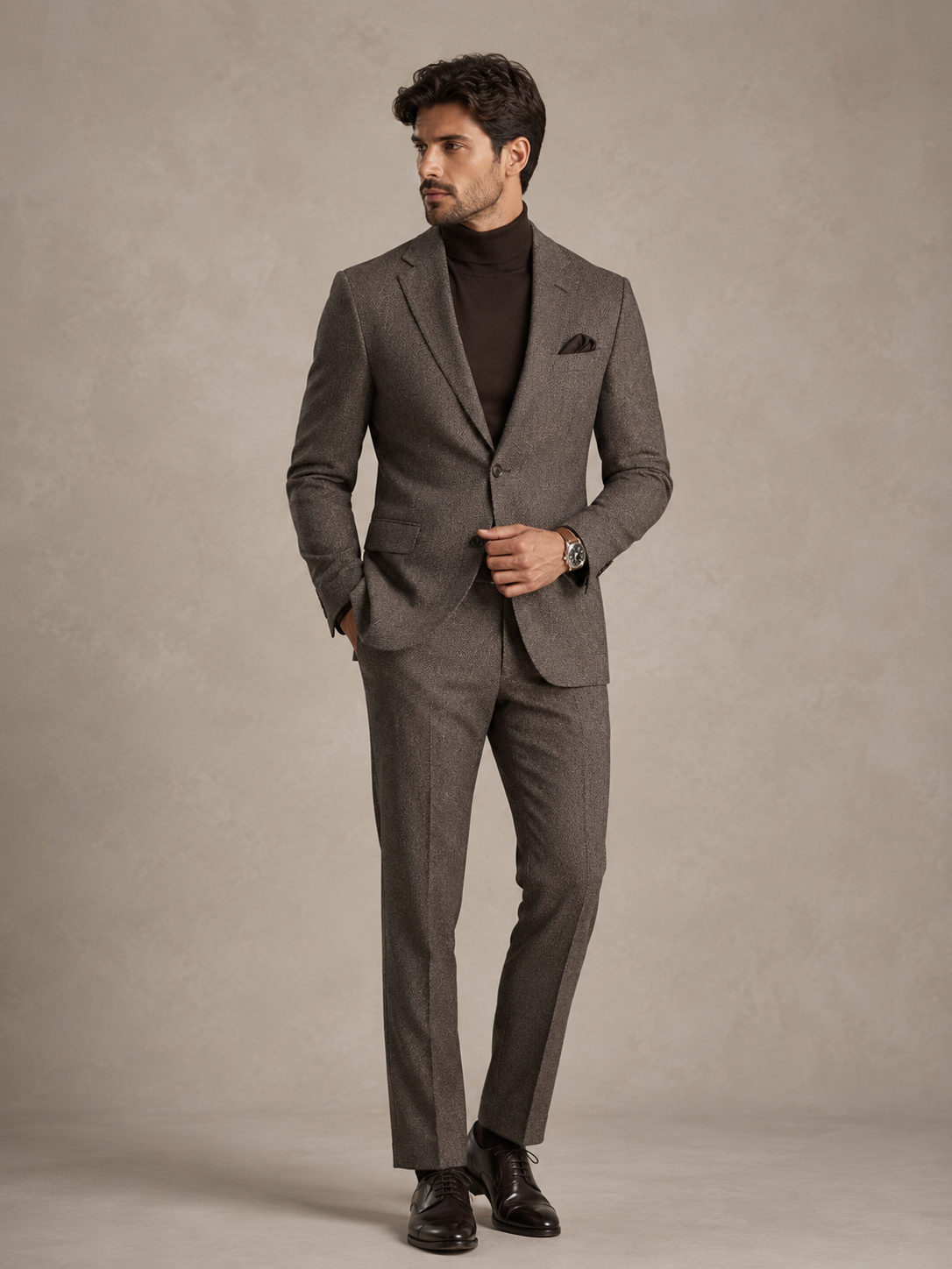 Coffee Color 2 Piece Wool Suit