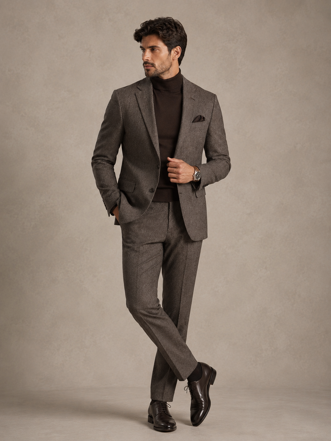 Coffee Color 2 Piece Wool Suit
