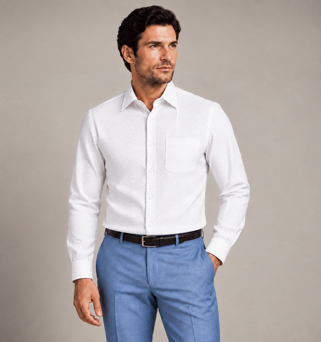 Men’s Signature Custom Shirt White-SAU1754