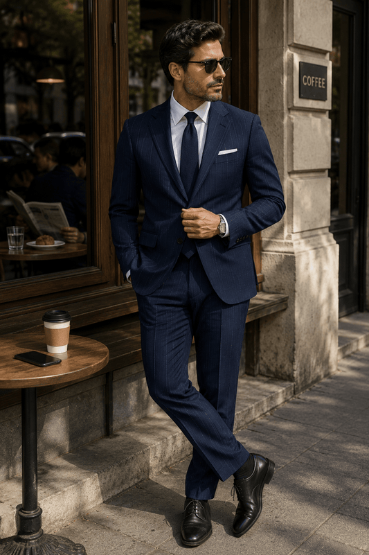 Dark Blue Strip Suit