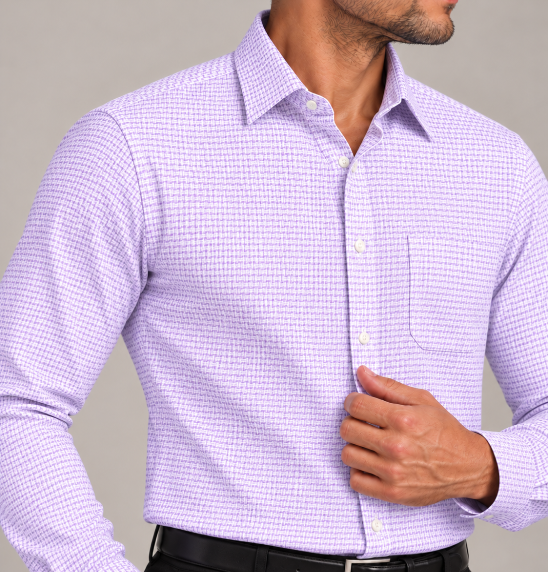 Men's Classic Lavender Jacquard Dress Shirt