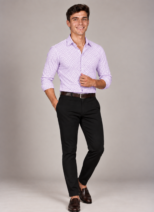 Men's Classic Lavender Textured Jacquard Shirt