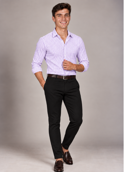 Men's Classic Lavender Stripe Dress Shirt