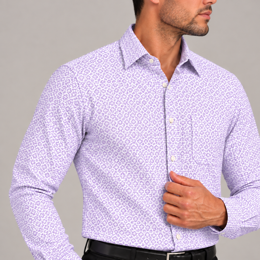 Men's Classic Lavender Textured Jacquard Shirt