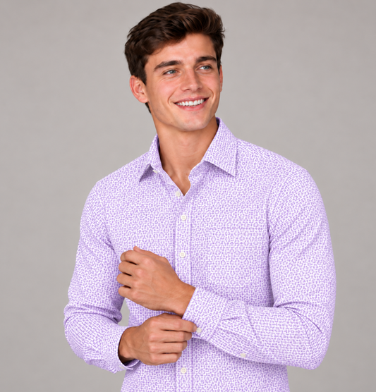 Men's Classic Lavender Textured Jacquard Shirt