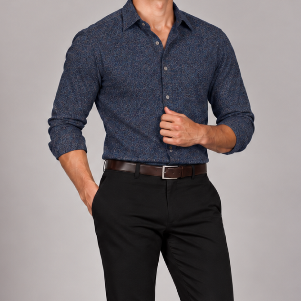 Men's Classic Blue Tailored Dress Shirt