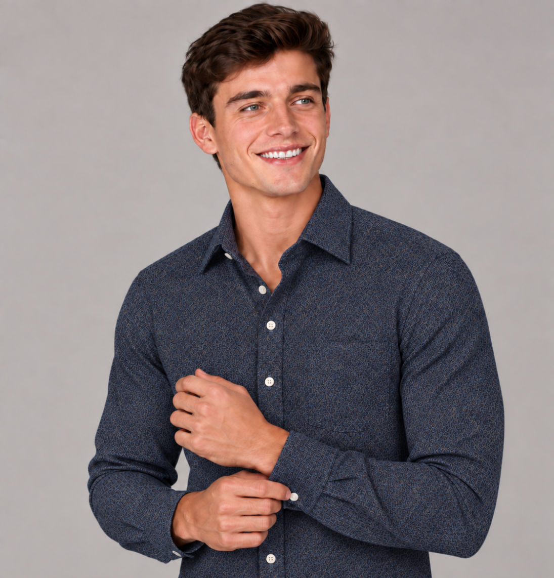 Men's Classic Blue Tailored Dress Shirt