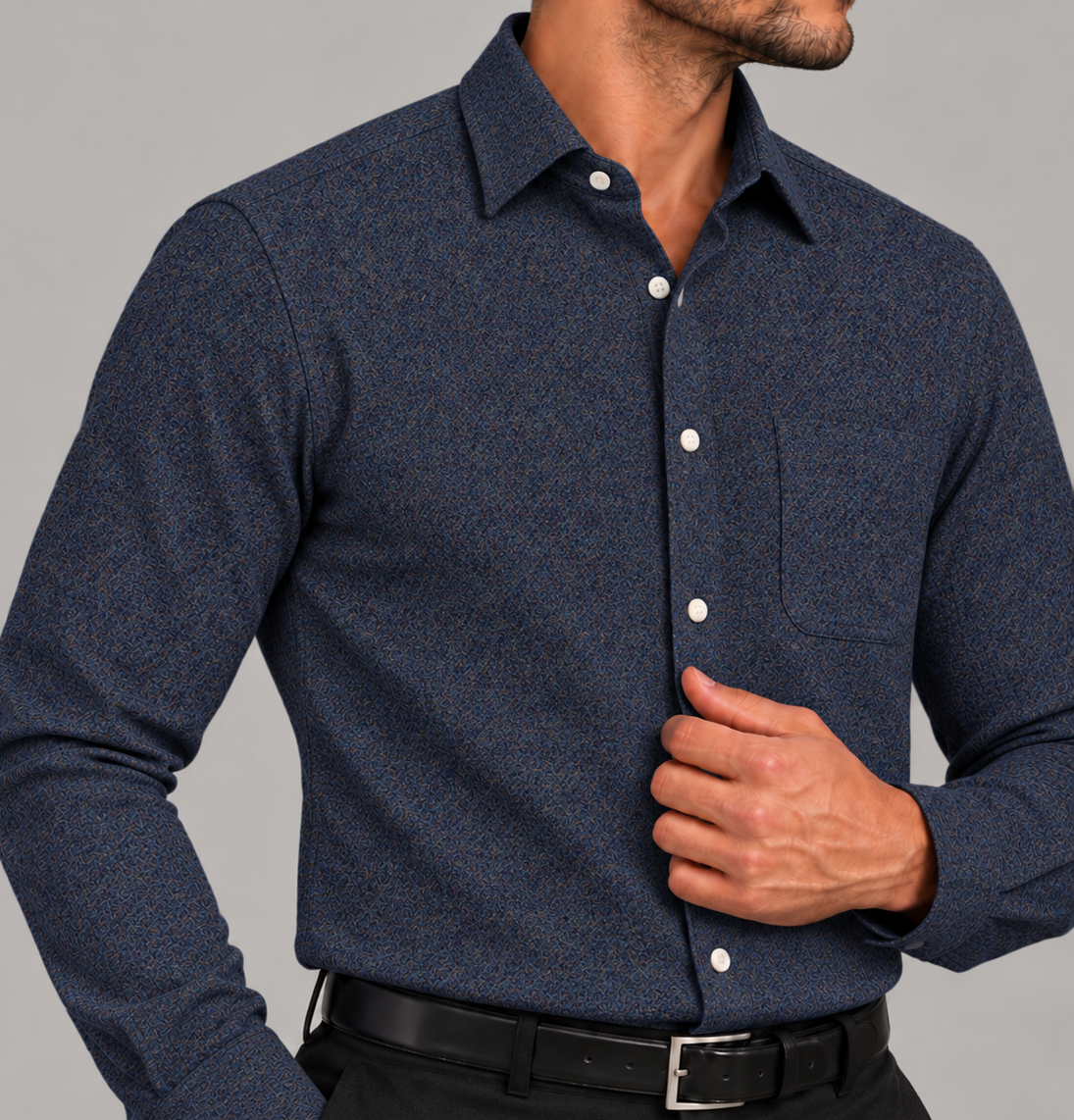 Men's Classic Blue Tailored Dress Shirt