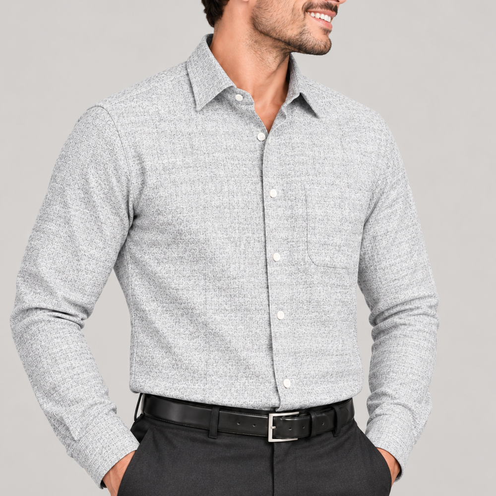 Men's Classic Gray Tailored Dress Shirt
