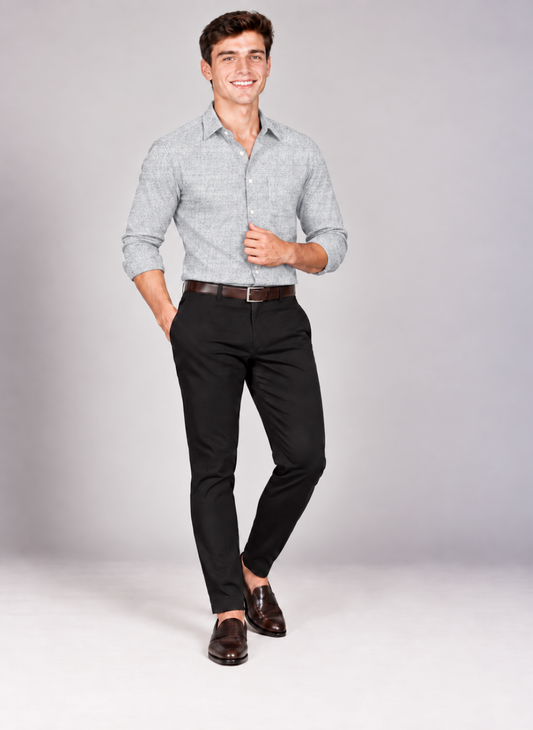 Men's Classic Gray Tailored Dress Shirt