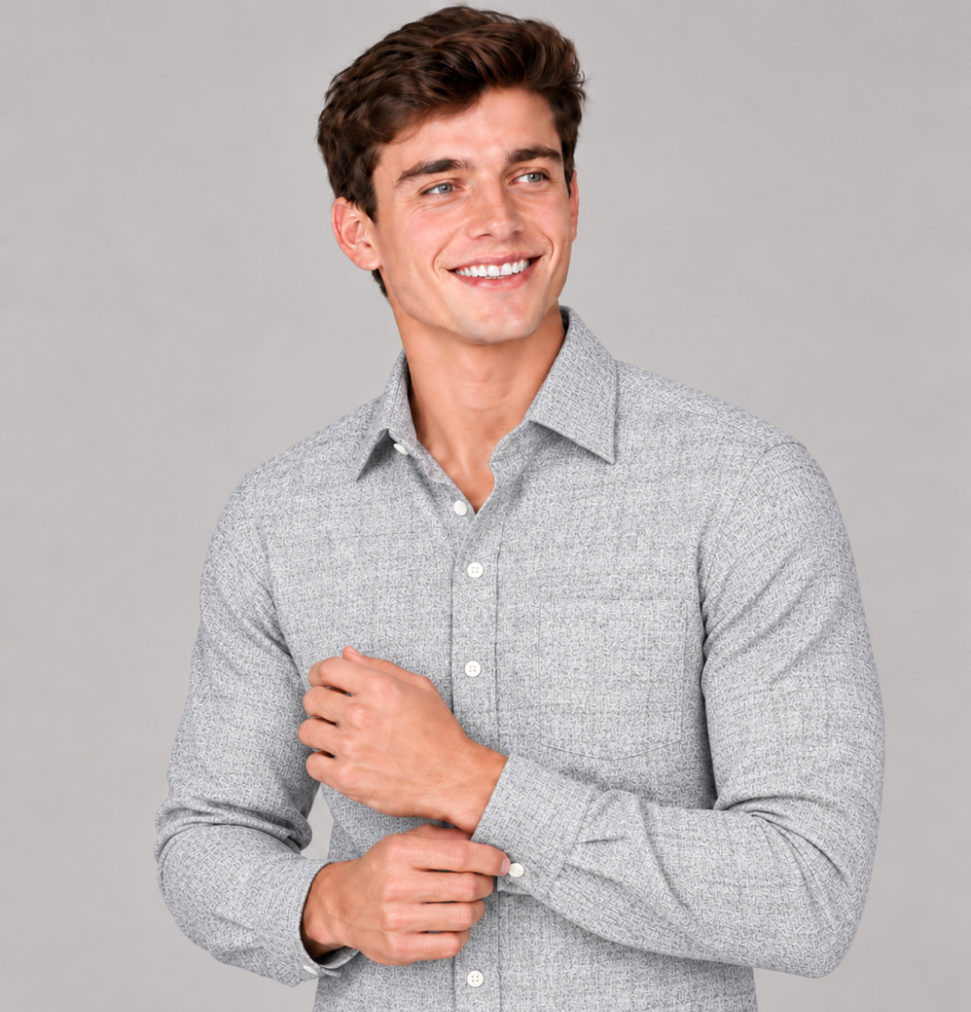 Men's Classic Gray Tailored Dress Shirt