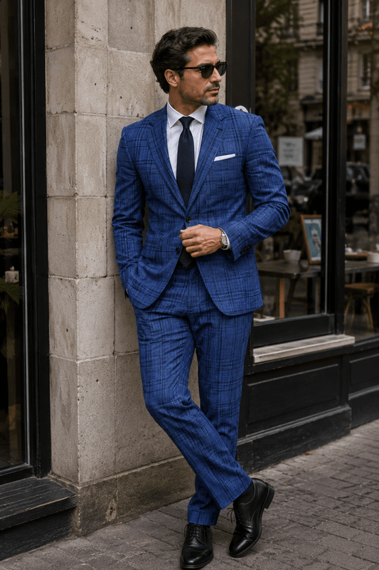 Light Blue Plaid Suit