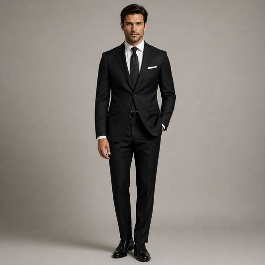 Men's Plain Black Tailored Suit