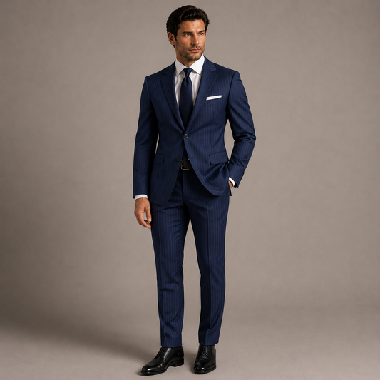 Men's Blue Striped Tailored Suit