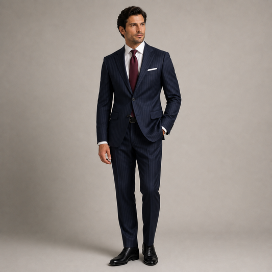 Men's Dark Blue Pinstripe Suit