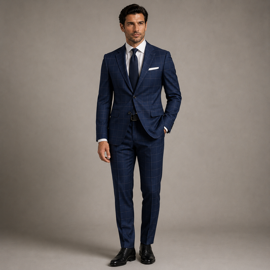 Men's Blue Plaid Tailored Suit