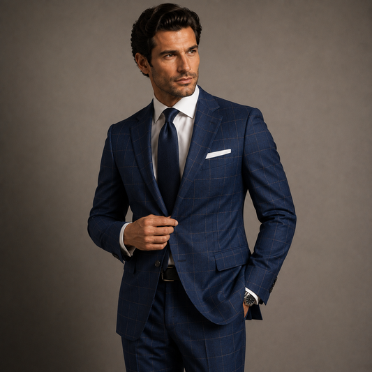 Men's Blue Plaid Tailored Suit