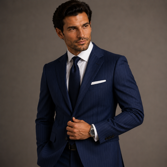 Men's Blue Striped Tailored Suit